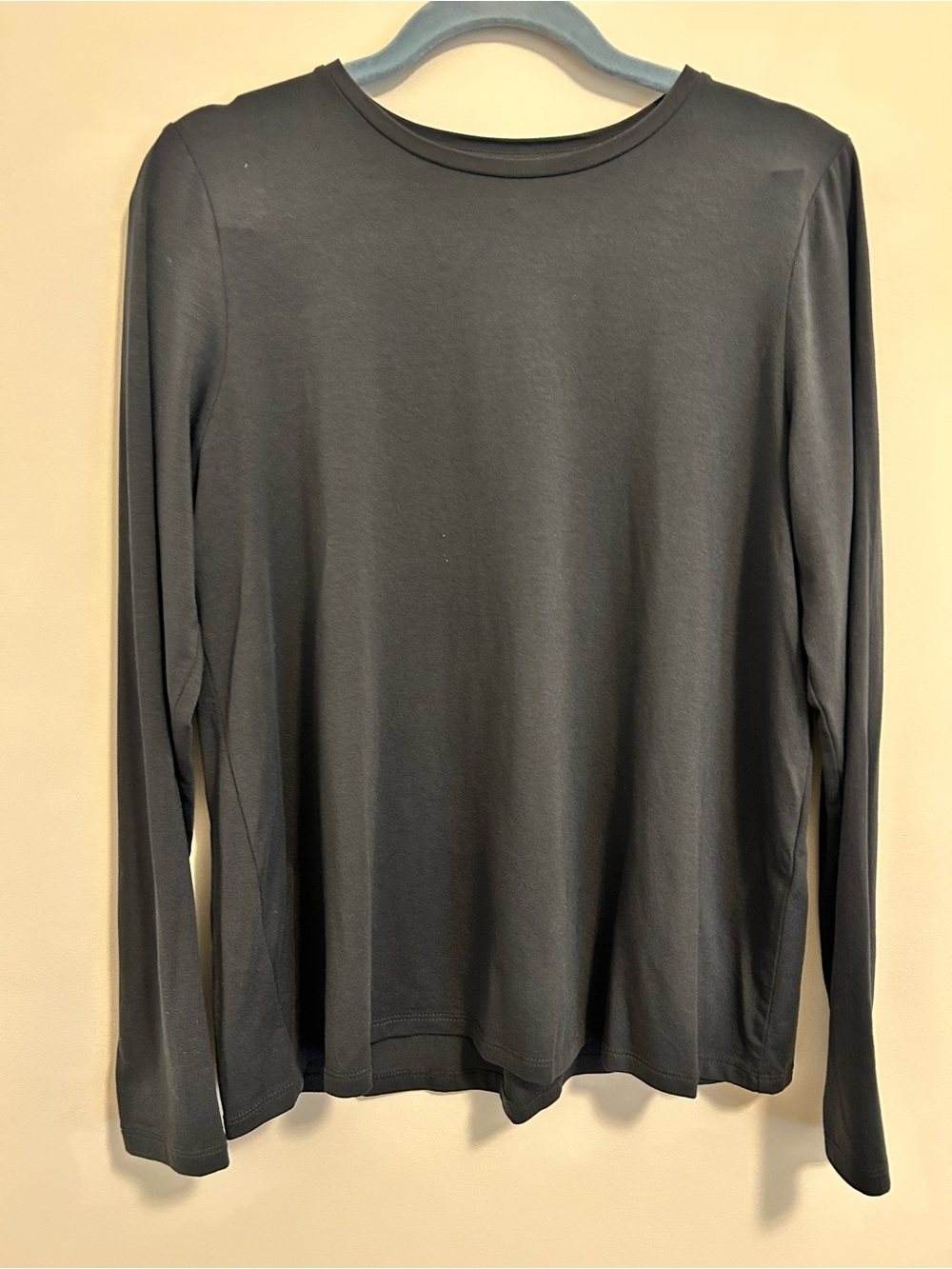 Eileen Fisher Graphite Long Sleeve Crewneck Top Jersey